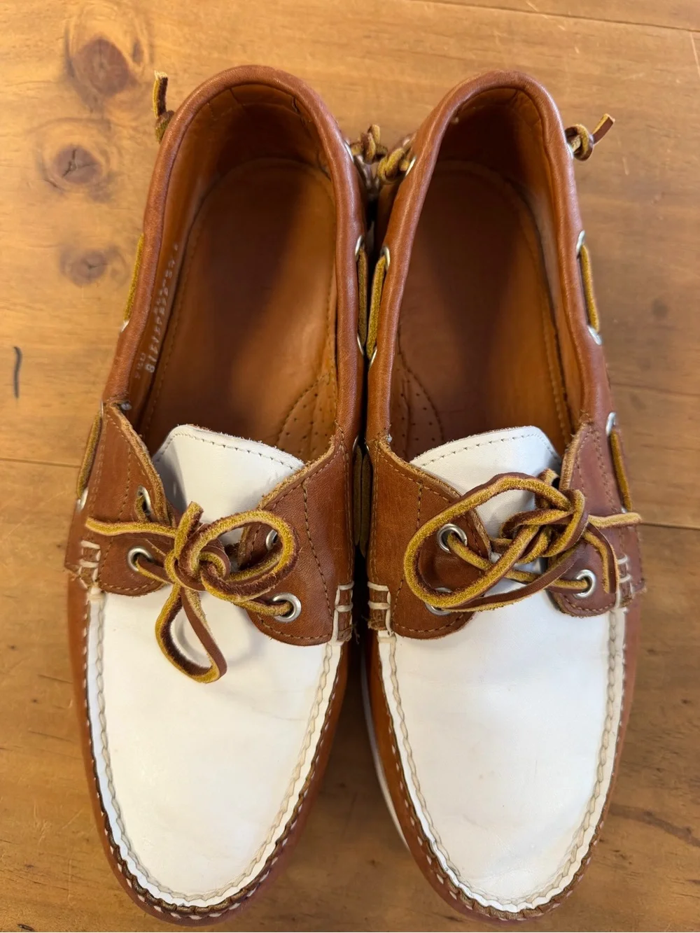 Ralph Lauren Brown and White Leather Boat Shoes - Picture 2 of 7
